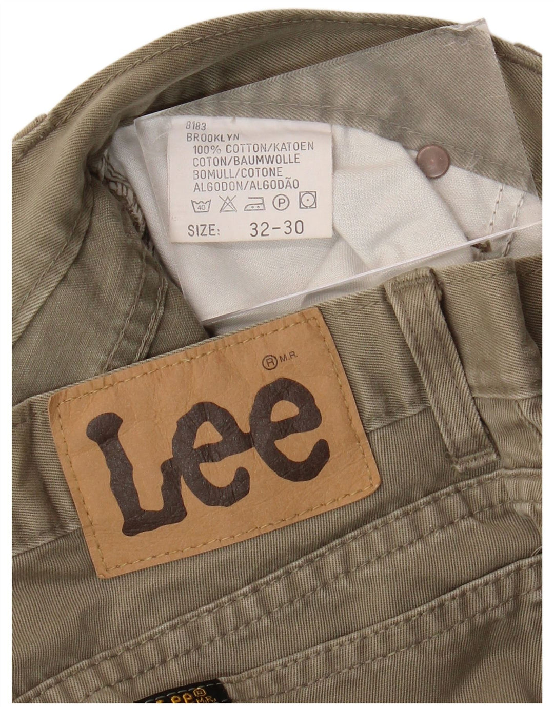 LEE Mens Brooklyn Straight Casual Trousers W32 L30 Khaki Cotton