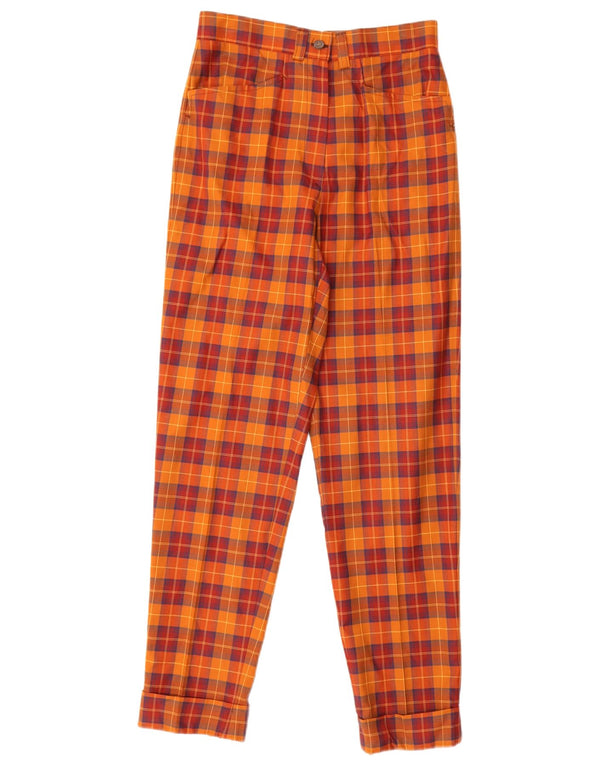 Jean Pierre Womens Tapered Casual Trousers IT 40 Small W26 L28 Orange Plaid