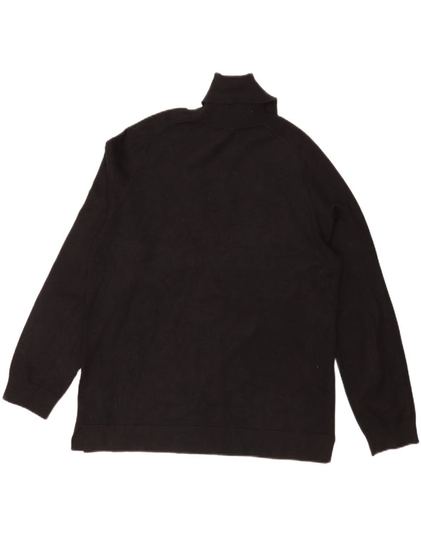 Dkny Mens Graphic Roll Neck Jumper Sweater Large Black Colourblock Viscose