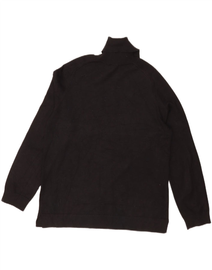 Dkny Mens Graphic Roll Neck Jumper Sweater Large Black Colourblock Viscose