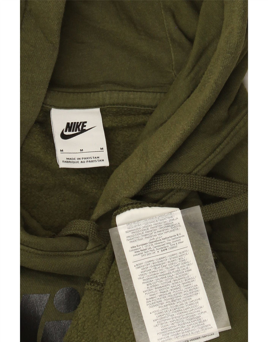 Nike Mens Graphic Hoodie Jumper Medium Khaki Cotton