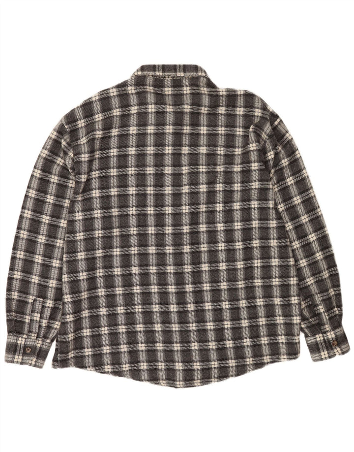 European Project Mens Flannel Shirt 2XL Grey Check Wool