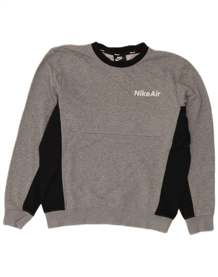 Nike Mens Sweatshirt Jumper Small Grey Colourblock Polyester