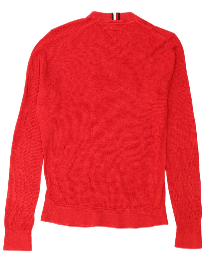 TOMMY HILFIGER Mens Crew Neck Jumper Sweater Large Red Cotton