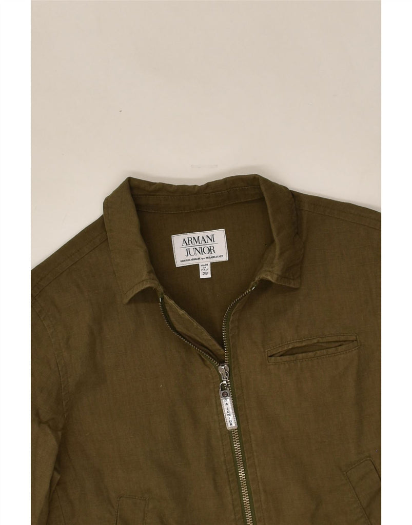 ARMANI Girls Bomber Jacket 9-10 Years Khaki Cotton | Vintage Armani | Thrift | Second-Hand Armani | Used Clothing | Messina Hembry 