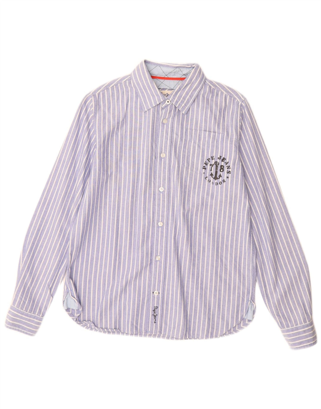 PEPE Jeans Boys Shirt 13-14 Years Blue Striped Cotton