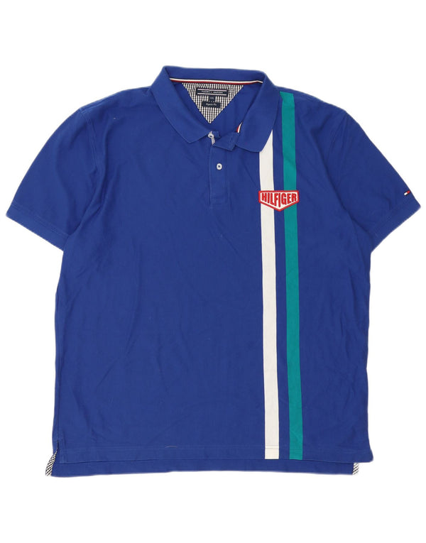 Tommy Hilfiger Mens Regular Fit Polo Shirt 2XL Blue Colourblock Cotton