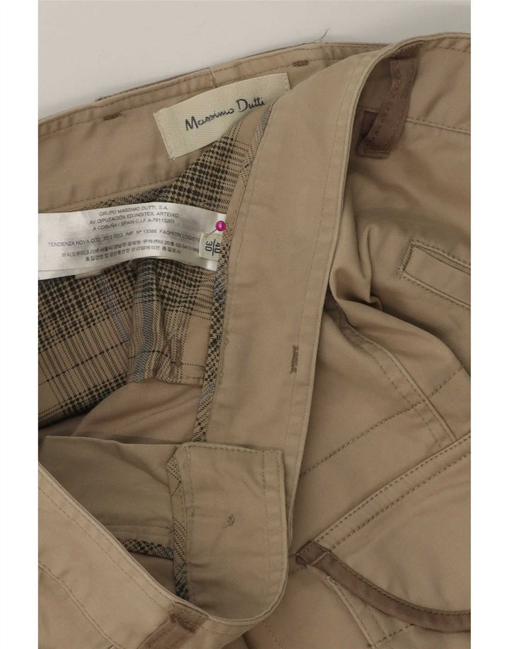 Massimo Dutti Womens Slim Cargo Trousers W30 L32 Beige Cotton