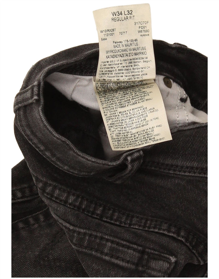 Wrangler Mens Regular Fit Straight Jeans W34 L32 Grey Cotton