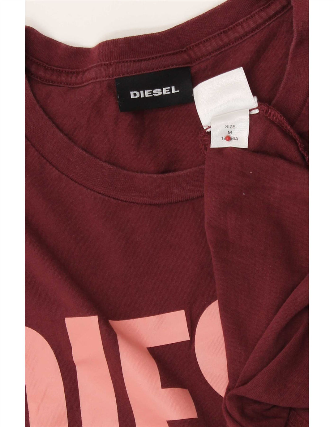 Diesel Mens Graphic T-Shirt Top Medium Burgundy Cotton