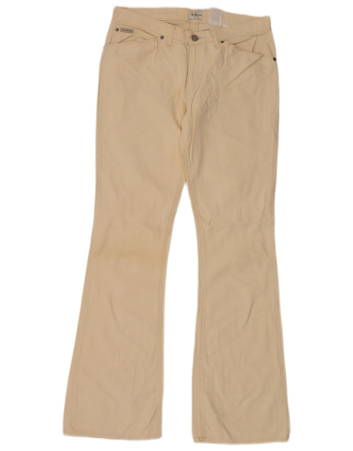 CALVIN KLEIN Womens Flared Jeans W31 L34 Beige Cotton