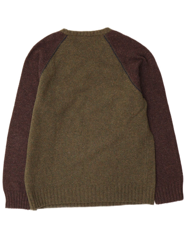 Armani Jeans Mens Crew Neck Jumper Sweater 2XL Khaki Colourblock