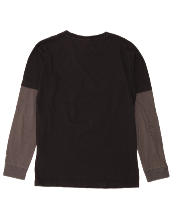 Champion Boys Graphic Top Long Sleeve 11-12 Years Large Black Colourblock