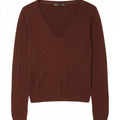 ZARA Womens V-Neck Jumper Sweater UK 14 Large Brown Rayon Vintage Zara and Second-Hand Zara from Messina Hembry 
