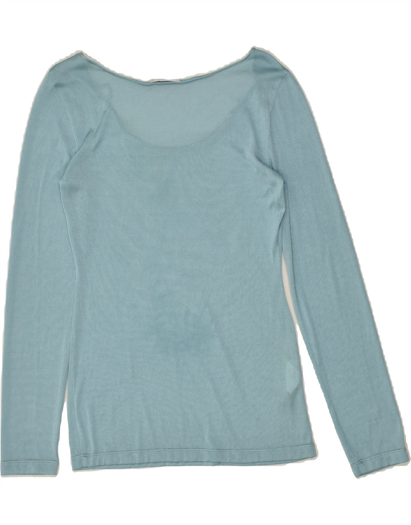 BYBLOS Womens Top Long Sleeve IT 42 Medium Blue Nylon | Vintage Byblos | Thrift | Second-Hand Byblos | Used Clothing | Messina Hembry 