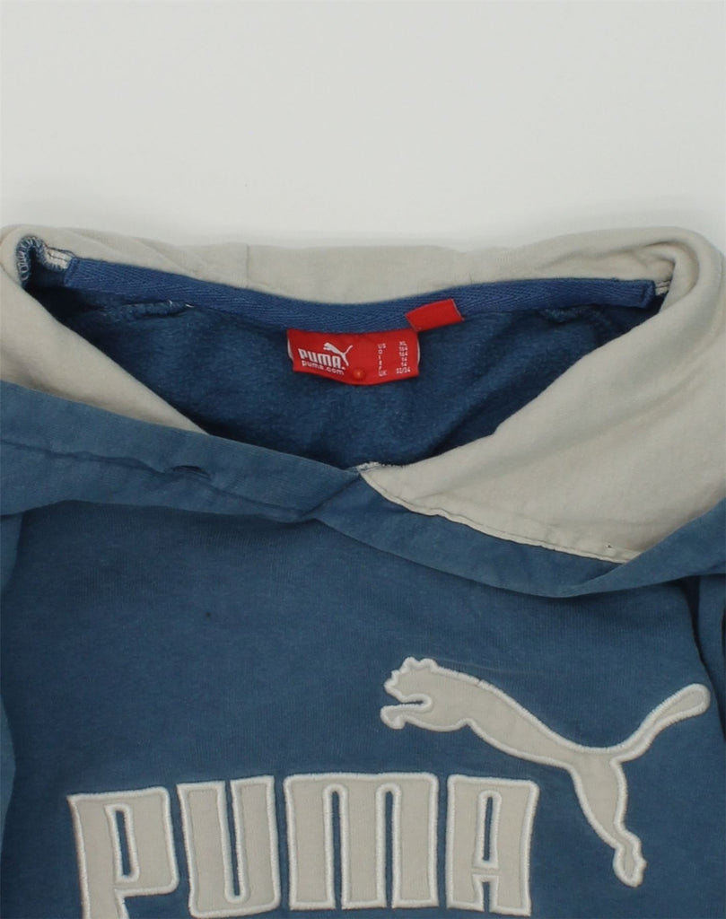 PUMA Boys Graphic Hoodie Jumper 13-14 Years Blue Cotton | Vintage Puma | Thrift | Second-Hand Puma | Used Clothing | Messina Hembry 