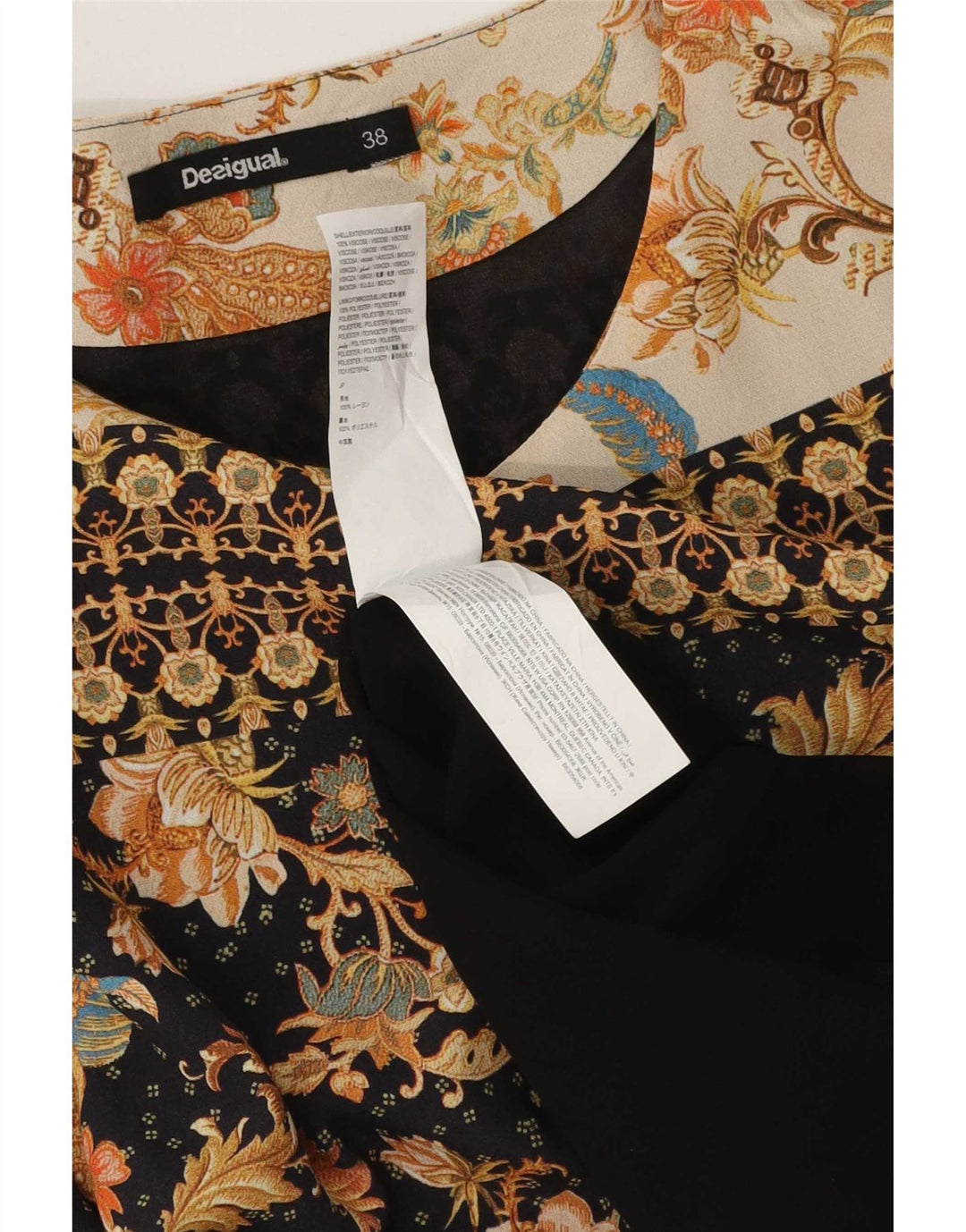 Desigual Womens 3/4 Sleeve Sheath Dress EU 38 Medium Multicoloured Floral