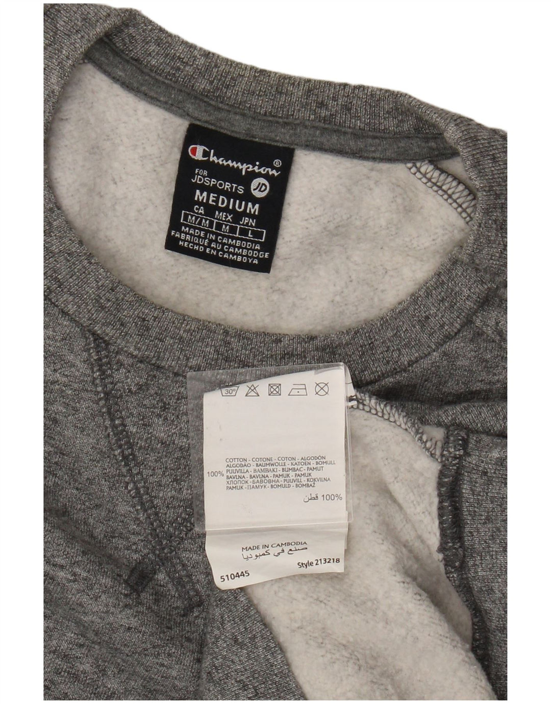 Champion Womens Sweatshirt Jumper UK 14 Medium Grey Flecked Cotton