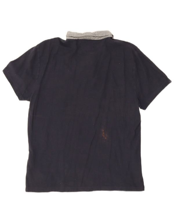 Penguin Mens Heritage Slim Fit Polo Shirt XL Navy Blue Colourblock Cotton