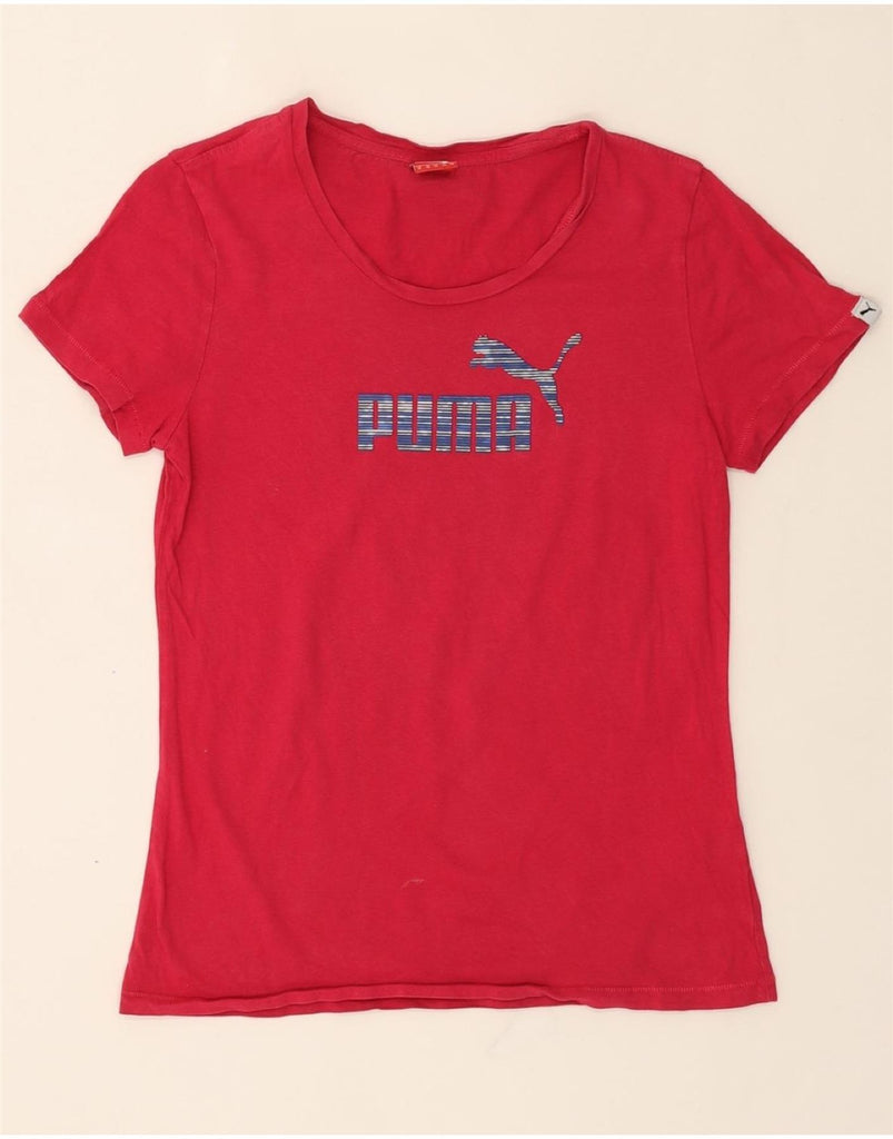 PUMA Womens Graphic T-Shirt Top UK 12 Medium Pink Cotton Vintage Puma and Second-Hand Puma from Messina Hembry 