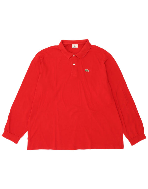 Lacoste Mens Long Sleeve Polo Shirt Size 8 3XL Red Cotton
