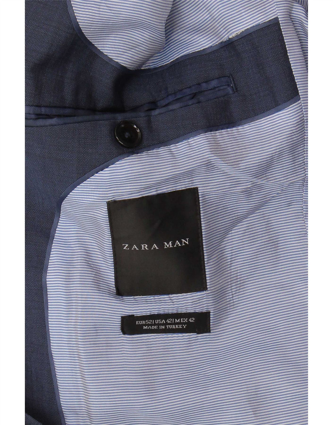 Zara Mens 2 Button Blazer Jacket EU 52 Large Navy Blue Wool