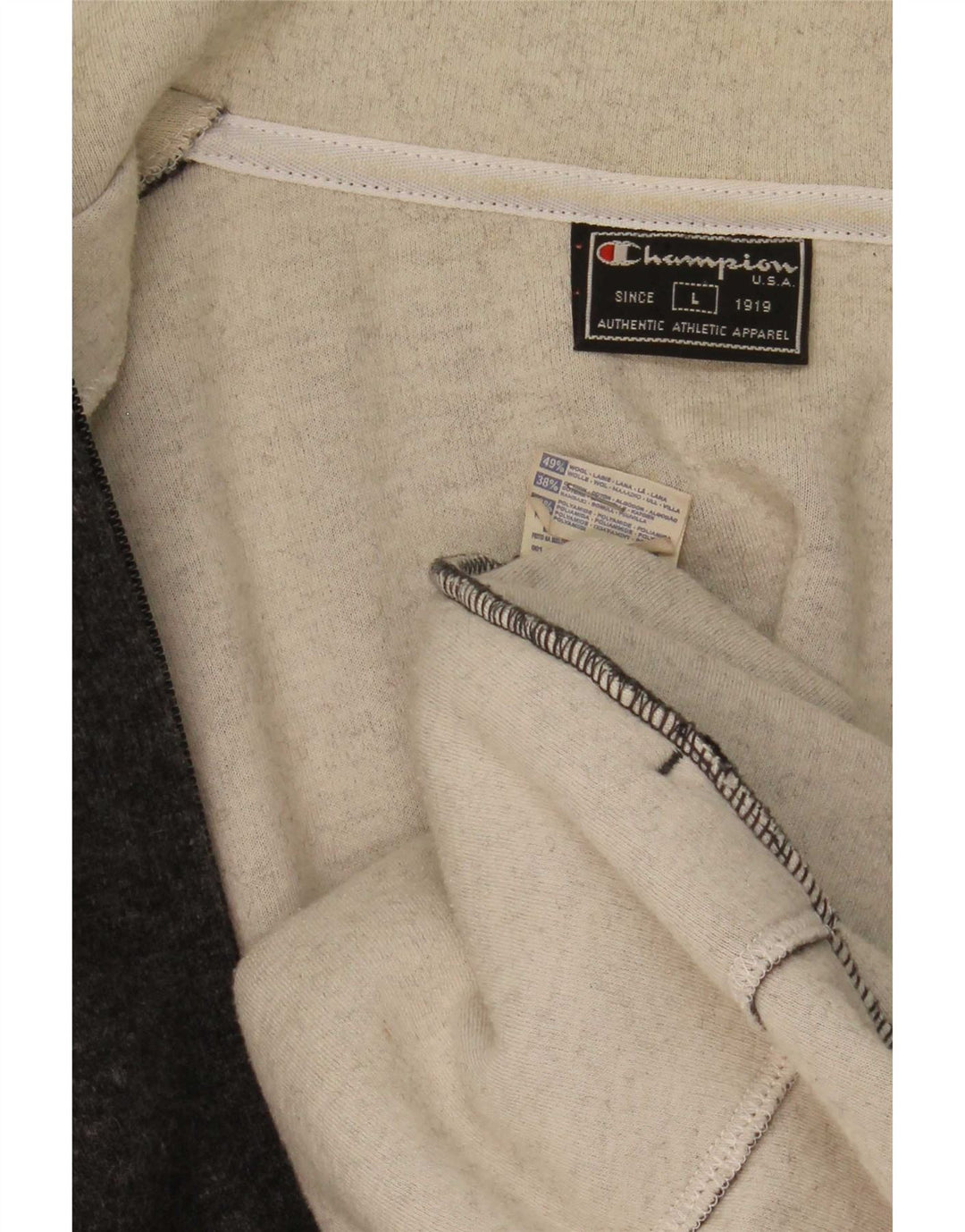 Champion Mens Tracksuit Top Jacket Large Grey Wool