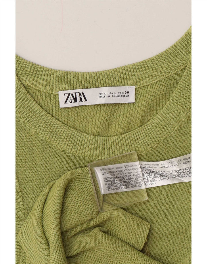 Zara Womens Vest Top UK 14 Large Green Viscose