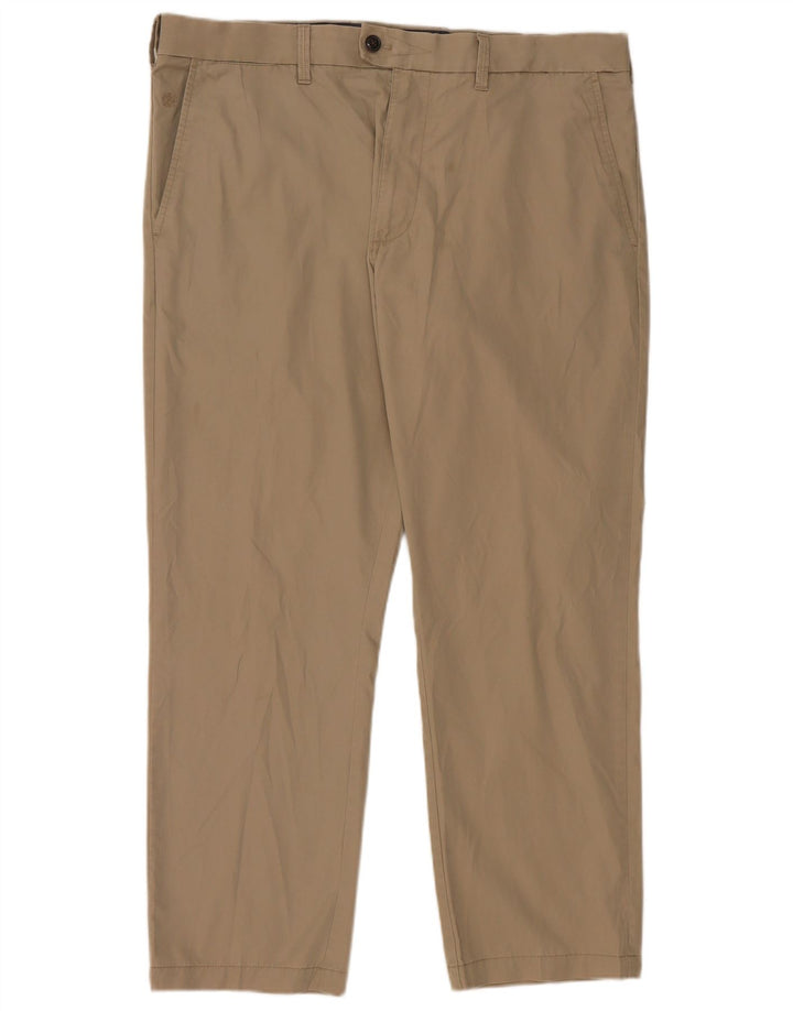 Marks & Spencer Mens Straight Suit Trousers W38 L29 Beige Cotton