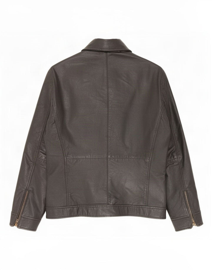 Only & Sons Mens Leather Biker Jacket UK 40 Large Black