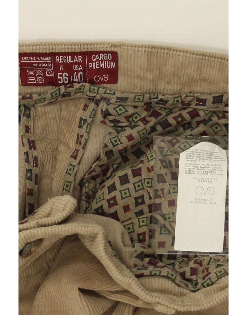 OVS Mens Regular Fit Cargo Corduroy Trousers IT 56 3XL W40 L33 Beige Vintage OVS and Second-Hand OVS from Messina Hembry 