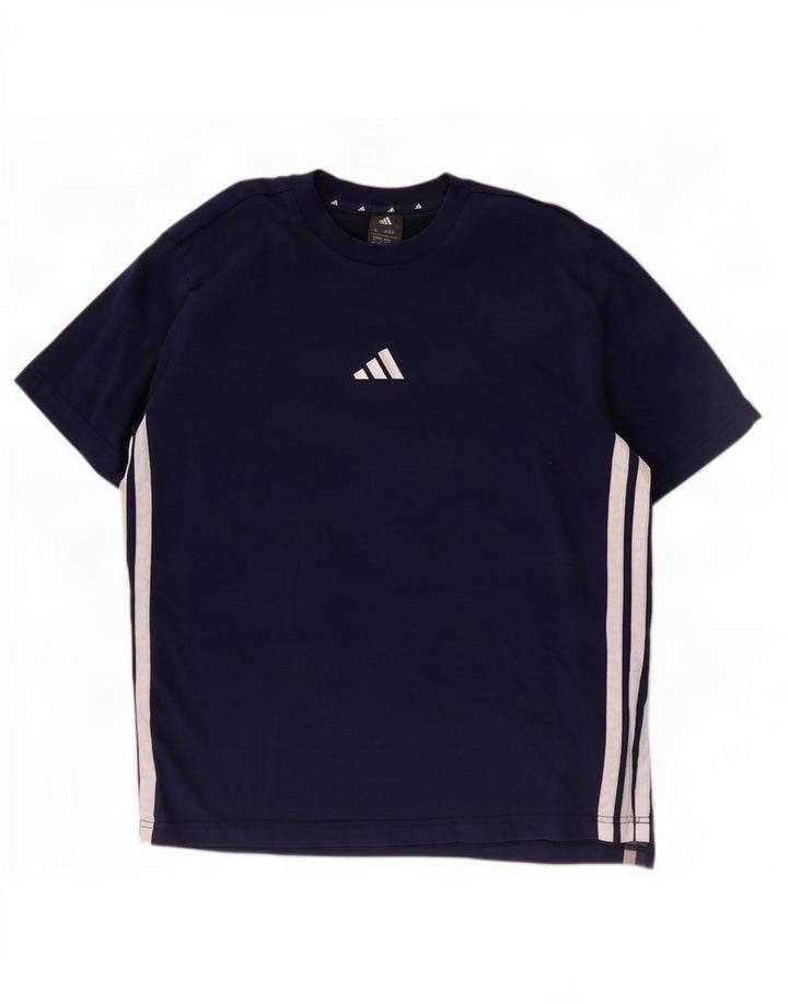 Adidas Mens T-Shirt Top Large Navy Blue Cotton