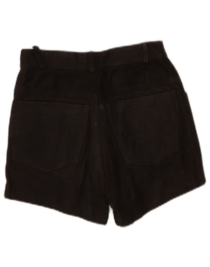 Vintage Womens Leather Shorts W24 XS Black