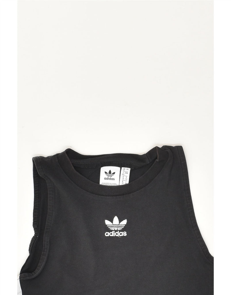 ADIDAS Womens Vest Top UK 12 Medium Black Cotton | Vintage Adidas | Thrift | Second-Hand Adidas | Used Clothing | Messina Hembry 