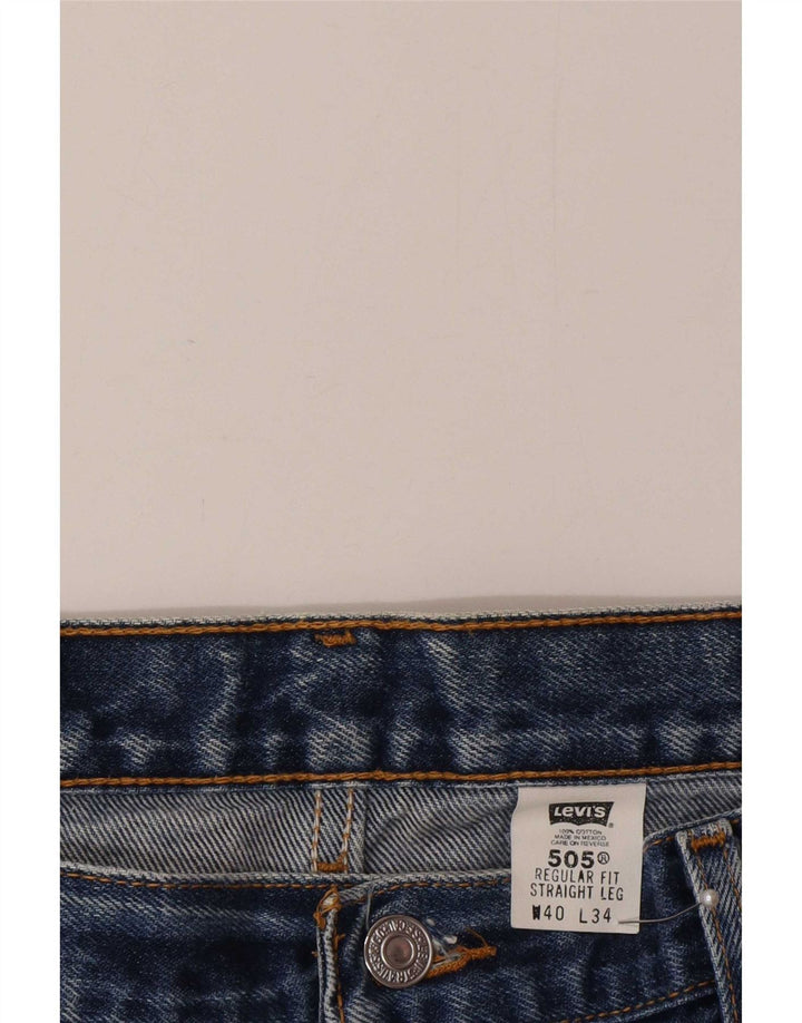 Levi's Mens 505 Regular Fit Straight Jeans W40 L34 Blue Cotton