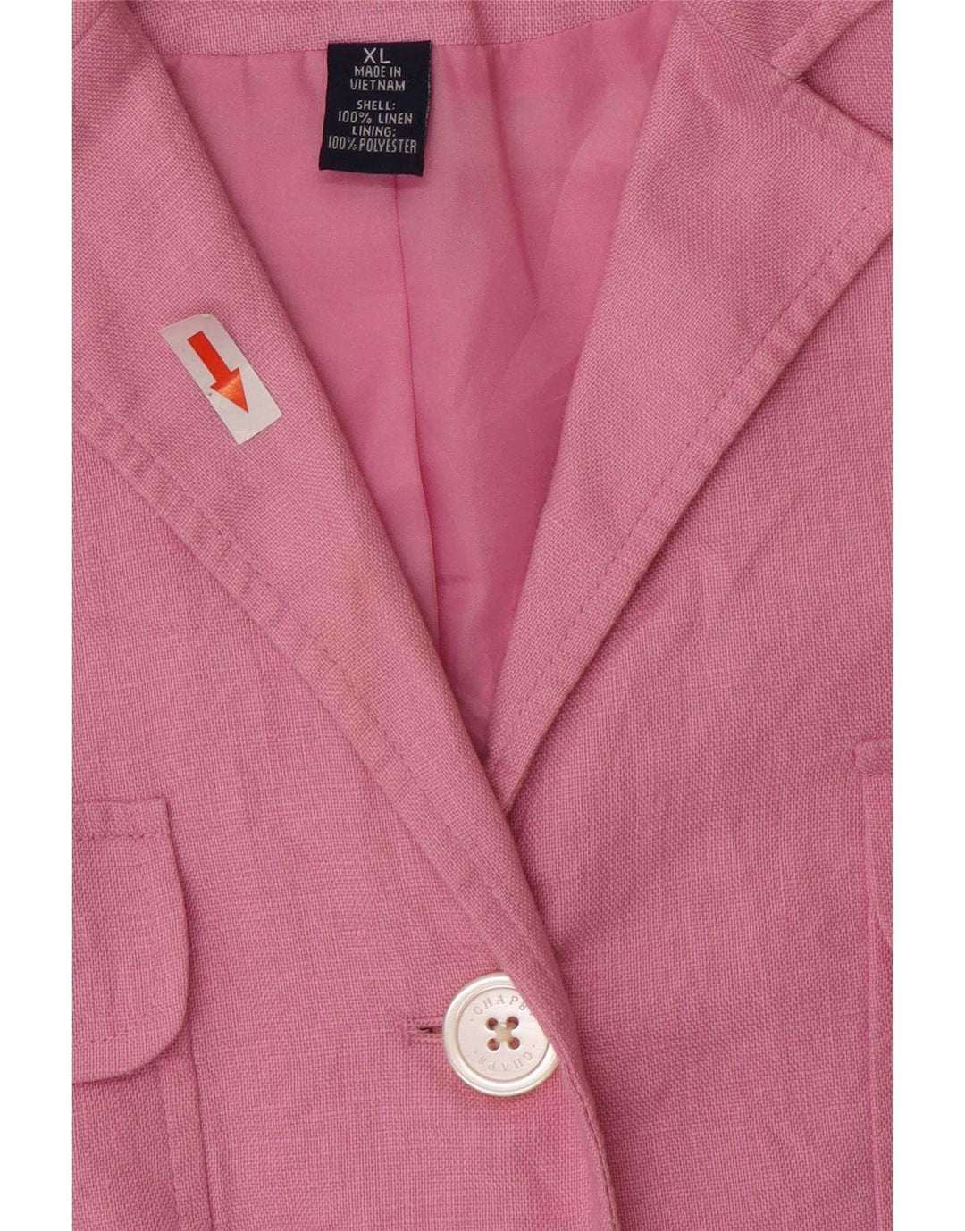 Chaps Womens 4 Button 3/4 Sleeve Blazer Jacket UK 18 XL Pink Linen
