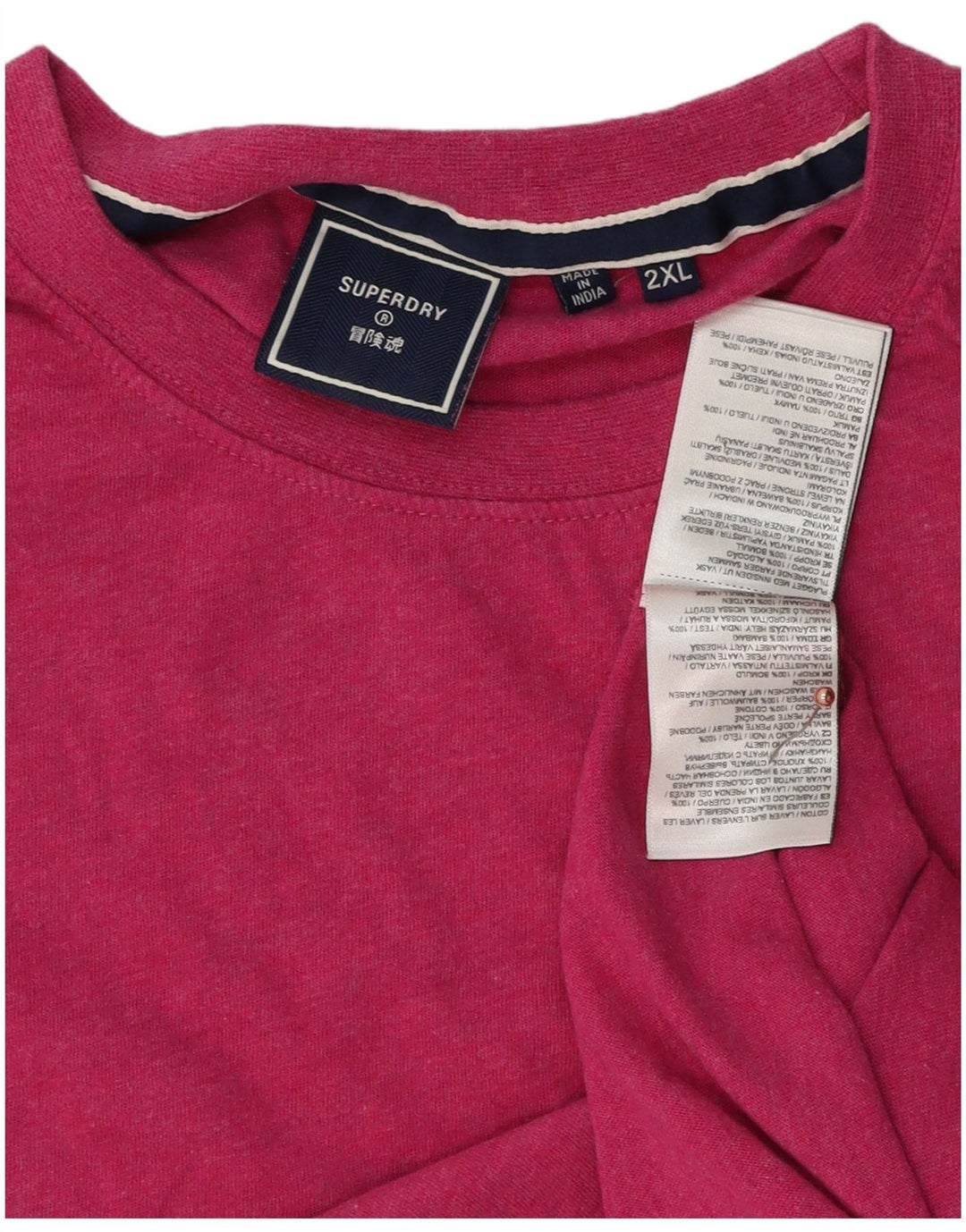 SUPERDRY Mens T-Shirt Top 2XL Pink Cotton