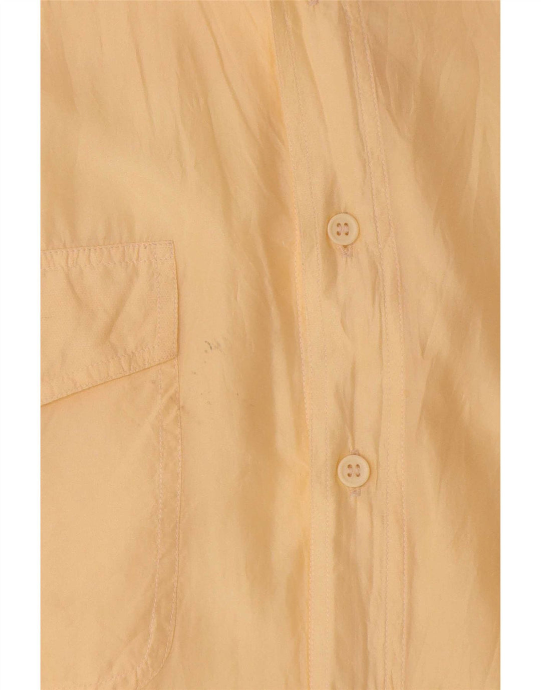 Vintage Mens Short Sleeve Shirt Medium Yellow Silk