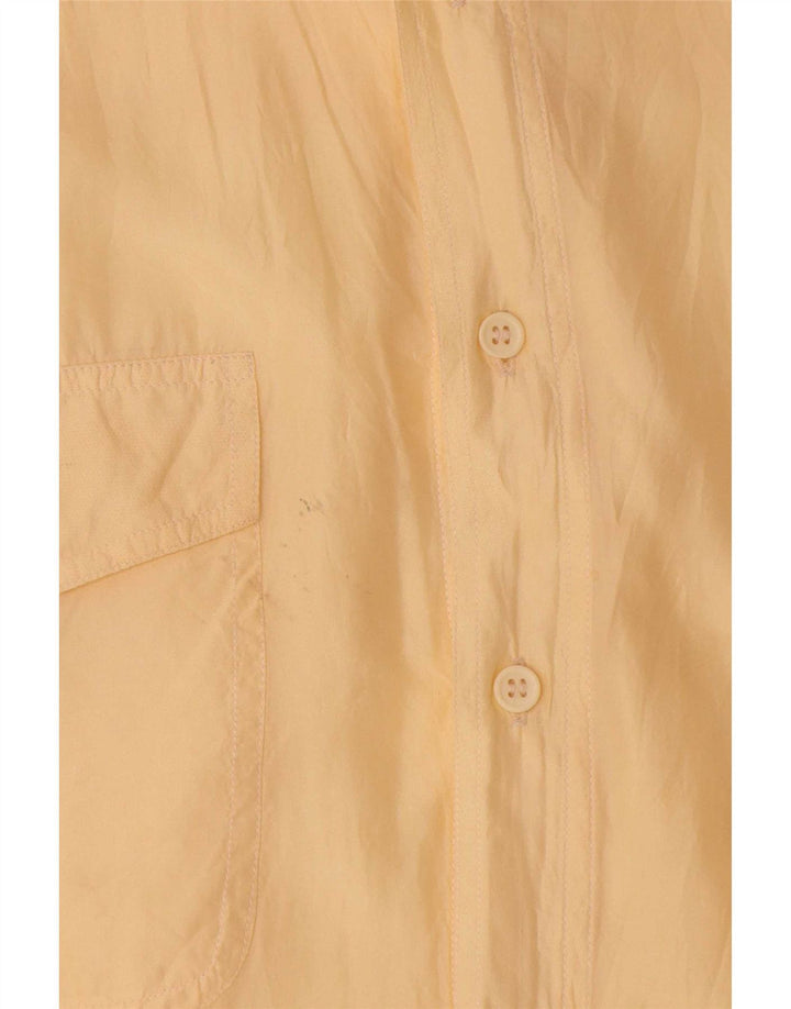 Vintage Mens Short Sleeve Shirt Medium Yellow Silk