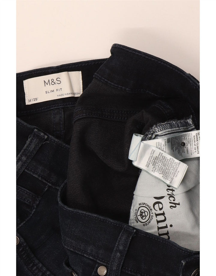 Marks & Spencer Mens Slim Jeans W34 L29 Navy Blue Cotton