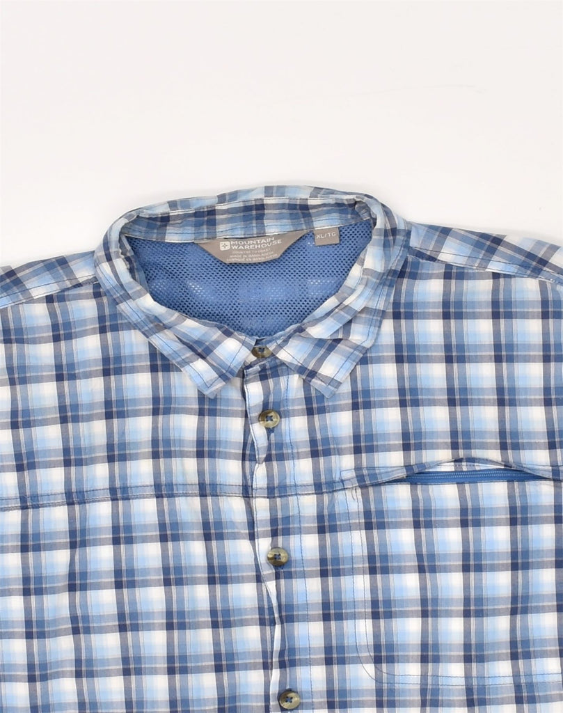 MOUNTAIN WAREHOUSE Mens Short Sleeve Shirt XL Blue Check Cotton | Vintage Mountain Warehouse | Thrift | Second-Hand Mountain Warehouse | Used Clothing | Messina Hembry 