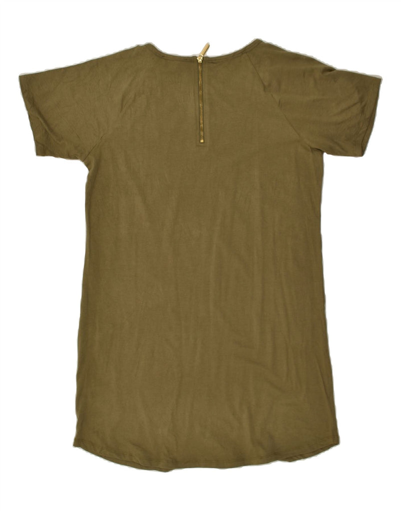 MICHAEL KORS Womens Graphic T-Shirt Dress UK 14 Large Green Cotton | Vintage Michael Kors | Thrift | Second-Hand Michael Kors | Used Clothing | Messina Hembry 