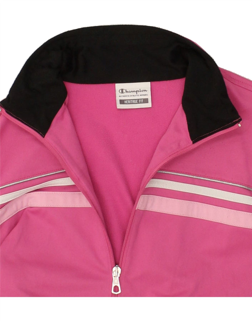 CHAMPION Womens Herritage Fit Tracksuit Top Jacket UK 16 Large Pink | Vintage Champion | Thrift | Second-Hand Champion | Used Clothing | Messina Hembry 