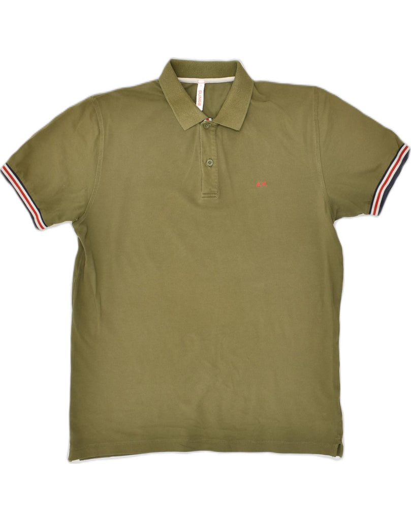 SUN68 Mens Polo Shirt Large Khaki Cotton | Vintage Sun68 | Thrift | Second-Hand Sun68 | Used Clothing | Messina Hembry 