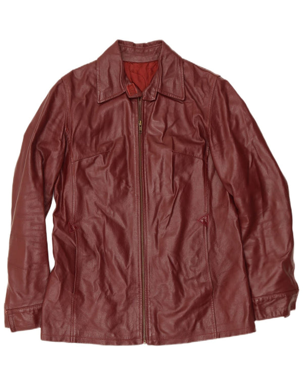 Conbipel Womens Leather Jacket IT 44 Medium Maroon