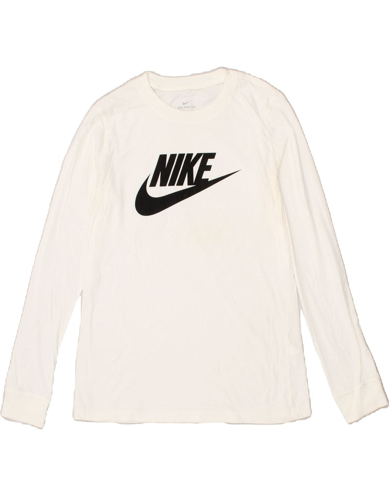 NIKE Mens The Nike Tee Graphic Top Long Sleeve Small White | Vintage Nike | Thrift | Second-Hand Nike | Used Clothing | Messina Hembry 