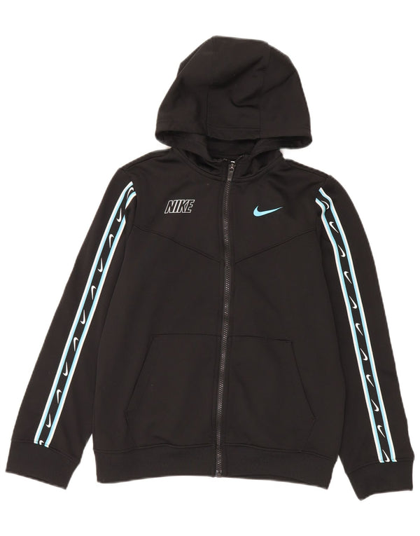 Nike Boys Dri Fit Graphic Zip Hoodie Sweater 12-13 Years Large Black