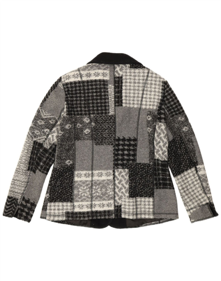 KIRSTEN Womens 4 Button Blazer Jacket UK 16 Large Grey Patchwork