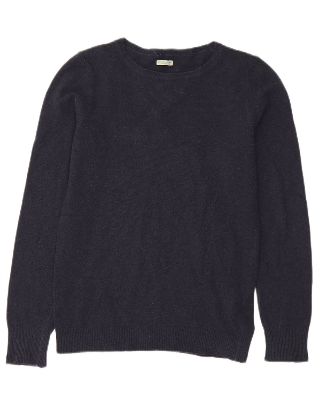 BENETTON Mens Boat Neck Jumper Sweater Small Navy Blue Virgin Wool