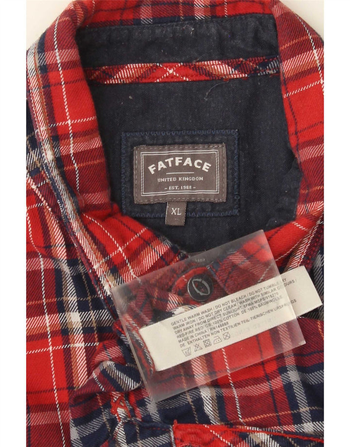 Fat Face Mens Flannel Shirt XL Red Check Cotton